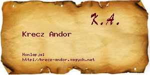 Krecz Andor névjegykártya